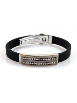 Bracciale in caucciu piastra in acciaio e strass