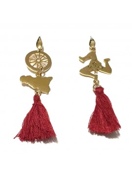 orecchini siciliani con sicilia trinacria in acciaio dorato occ0442