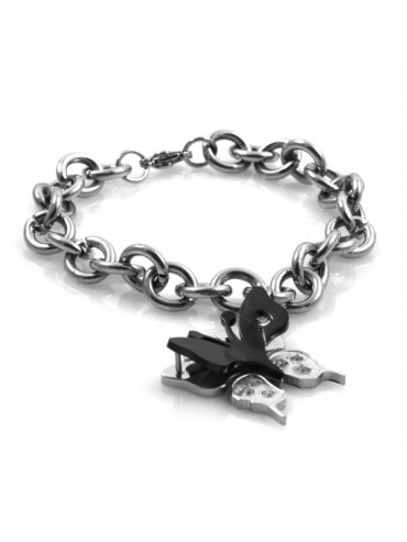 Bracciale donna in acciaio con ciondolo farfalla