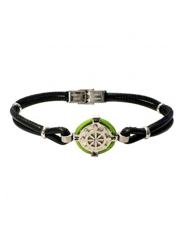 timone bracciale uomo acciaio pelle bcc3065