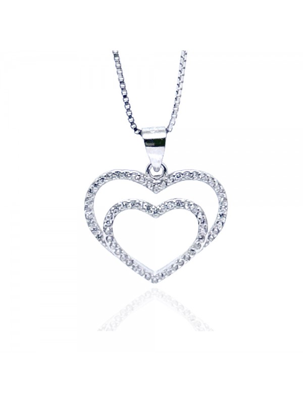 Collana con cuore in argento 925 e zirconi donna cll2205