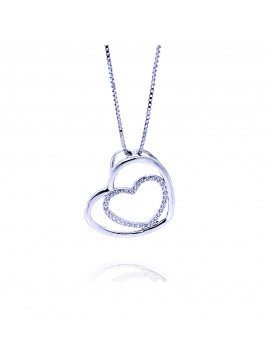 Collana con cuore in argento 925 e zirconi donna cll2207