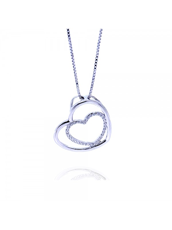 Collana con cuore in argento 925 e zirconi donna cll2207