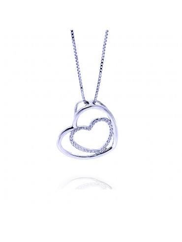 Collana con cuore in argento 925 e zirconi donna cll2207