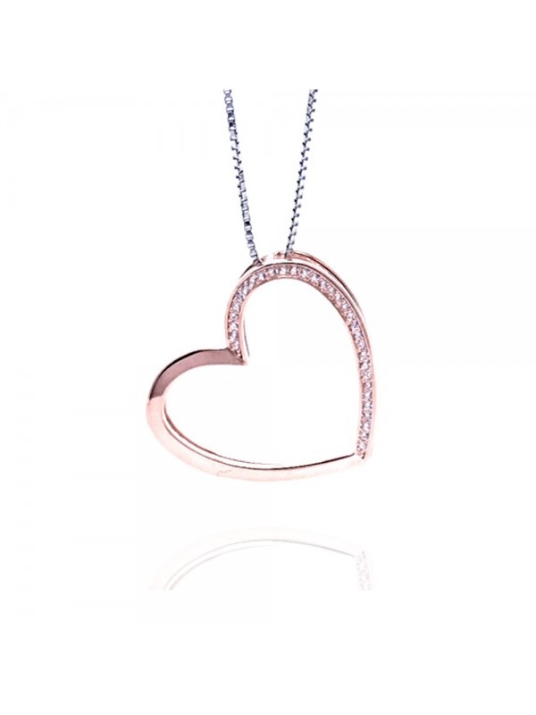 Collana con cuore in argento 925 ramato e zirconi donna cll2208