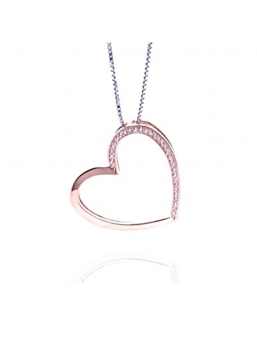 Collana con cuore in argento 925 ramato e zirconi donna cll2208