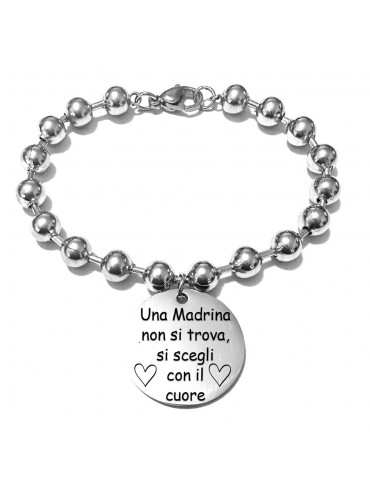 bracciale madrina con frase acciaio bcc3007