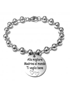 bracciale madrina con frase acciaio bcc3009