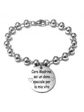 bracciale madrina con frase acciaio bcc3010