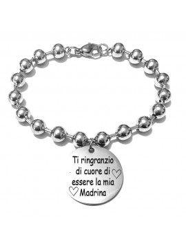 bracciale madrina con frase acciaio bcc3012