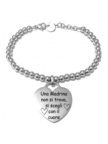 bracciale madrina con frase acciaio bcc3013