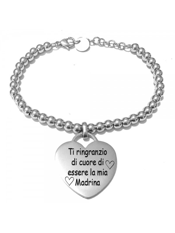 bracciale madrina con frase acciaio bcc3018
