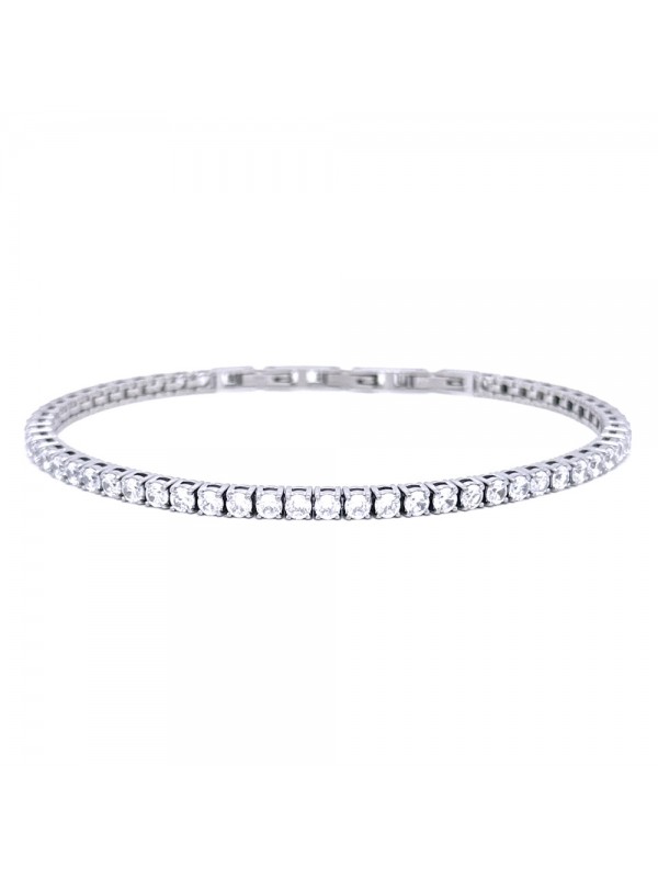 Bracciale tennis uomo donna bianco in acciaio bcc3070