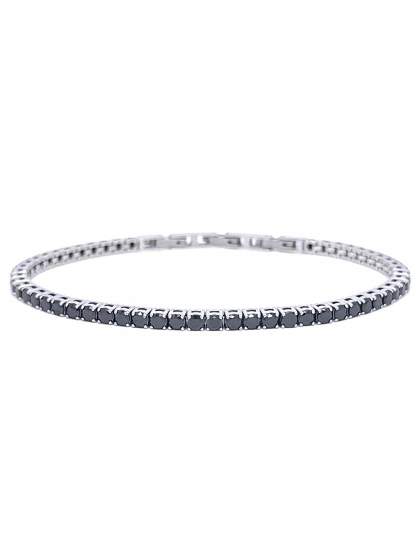 bracciale tennis uomo nero acciaio bcc3071