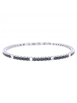 Bracciale tennis uomo donna nero e zirconi in acciaio bcc3073