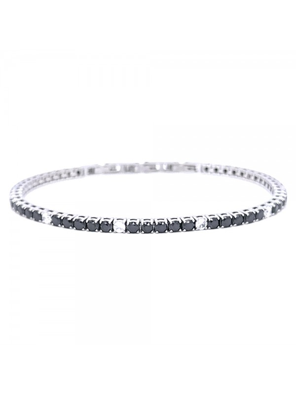 Bracciale tennis uomo donna nero e zirconi in acciaio bcc3073