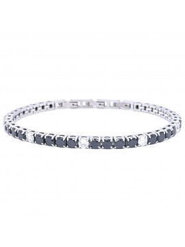 Bracciale tennis uomo donna nero e zirconi in acciaio bcc3078