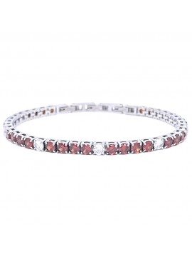 Bracciale tennis uomo donna rosso rubino in acciaio bcc3079