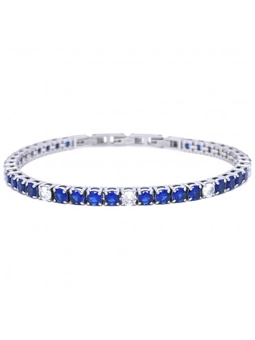 Bracciale tennis uomo donna blu zaffiro in acciaio bcc3080
