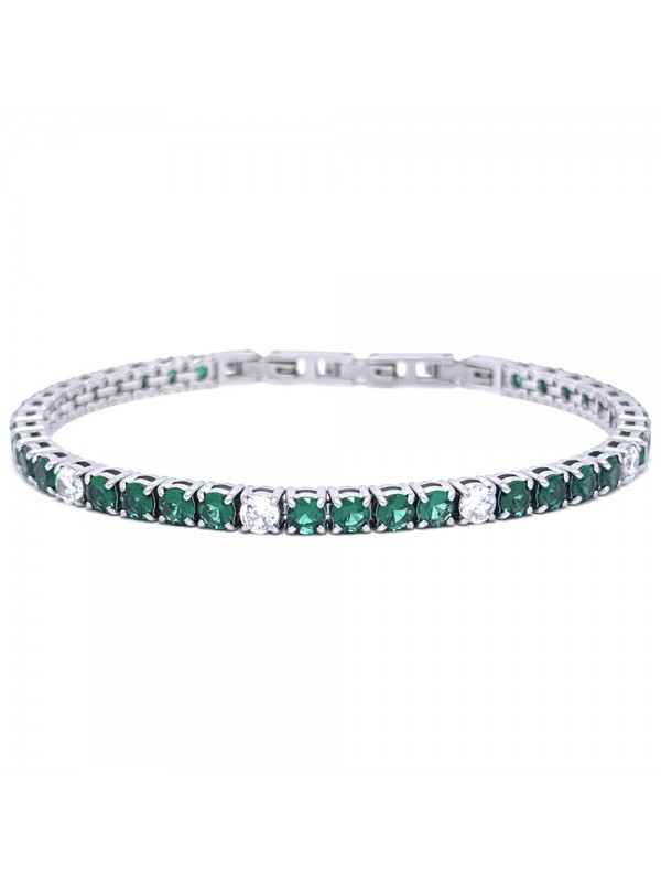 Bracciale tennis uomo donna verde smeraldo in acciaio bcc3081