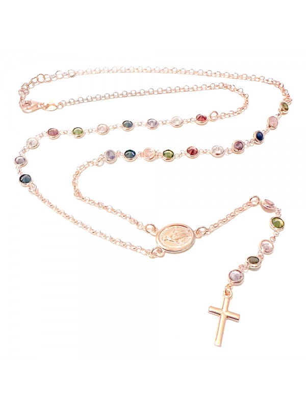collana rosario donna argento 925 ramata cattolico estive colorata cll2217