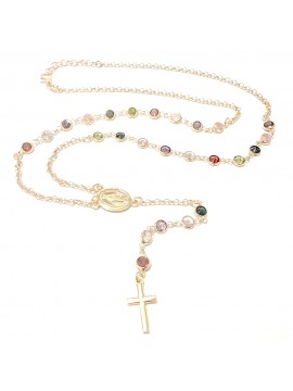 collana rosario donna argento 925 dorata cattolico estive colorata cll2218
