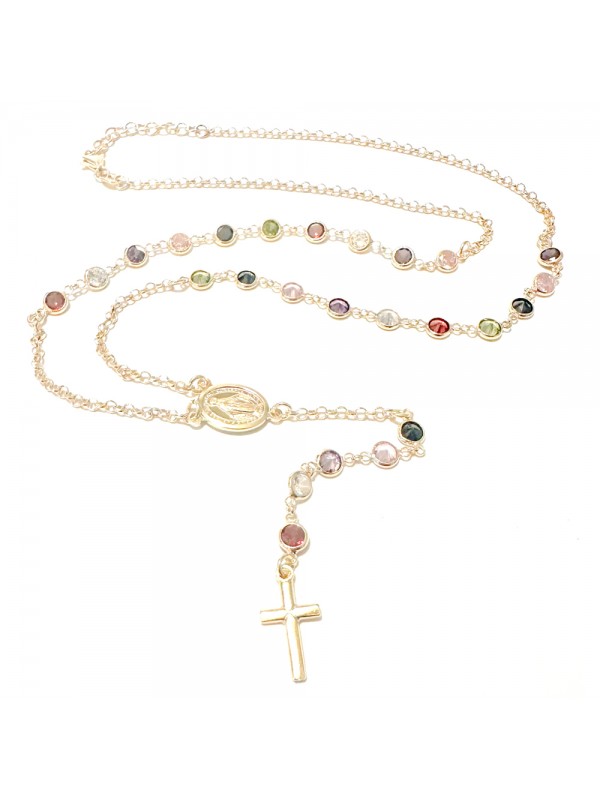 collana rosario donna argento 925 dorata cattolico estive colorata cll2218
