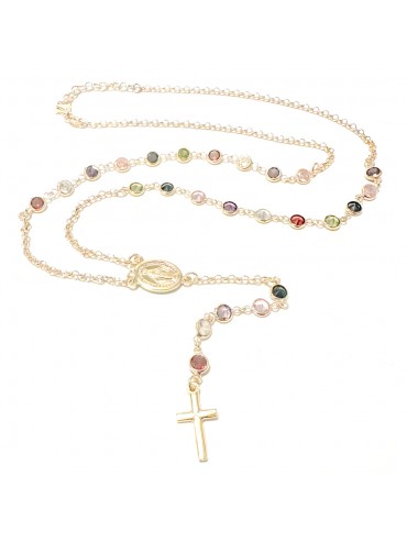 collana rosario donna argento 925 dorata cattolico estive colorata cll2218