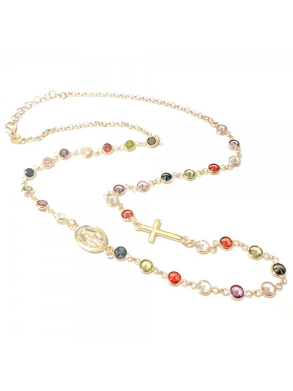 collana rosario donna argento 925 dorata cattolico estive colorata cll2219