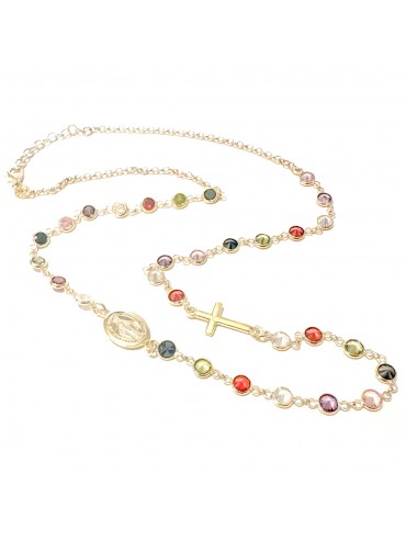 collana rosario donna argento 925 dorata cattolico estive colorata cll2219