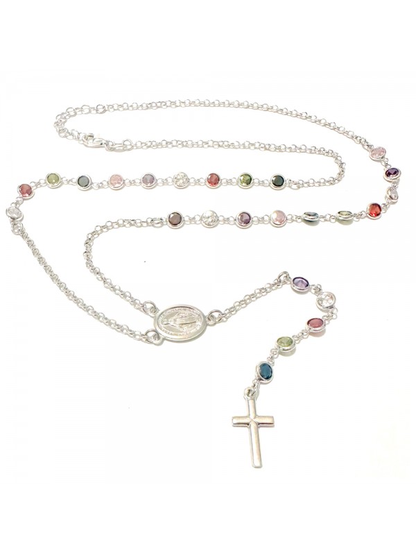 collana rosario donna argento 925 cattolico estive colorata cll2220