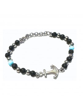Bracciale uomo ancora acciaio pietre dure bcc0789