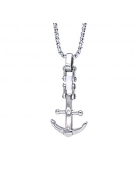 collana con ciondolo pendente ancora in acciaio e strass