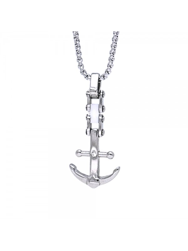 collana con ciondolo pendente ancora in acciaio e strass