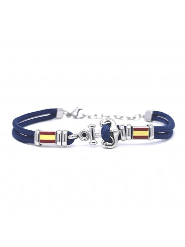 Bracciale uomo con ancora in acciaio e pietre azzurre