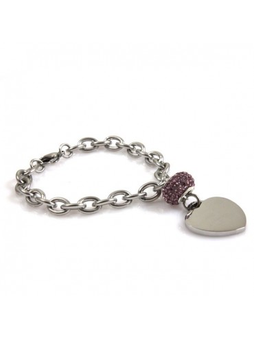 Bracciale donna in acciaio con cuore tipo tiffany
