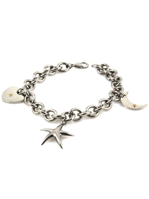 Bracciale donna in acciaio con ciondoli