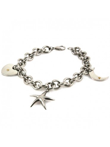 Bracciale donna in acciaio con ciondoli